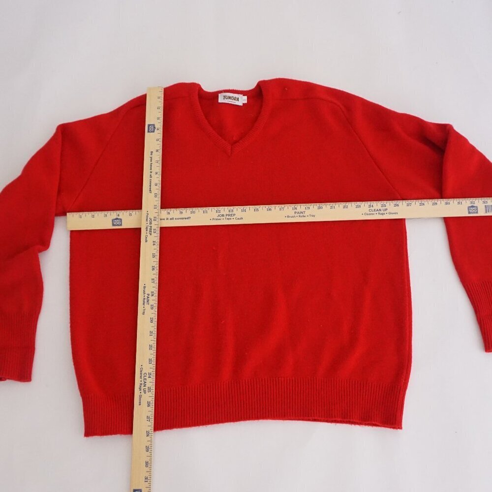 Vintage Tundra Canada Red Minimalist V Neck Knit Sweater Cotton Blend 2XLT - Picture 2 of 13